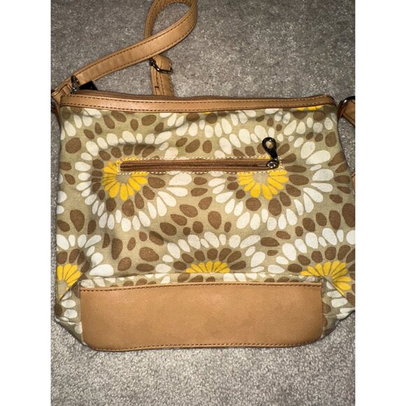 Retro Relic Floral Shoulder Bag With Brown & Yellow Daisies Baxk Zipper - Picture 6 of 8